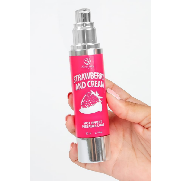 2 en 1 Lubrifiant et huile de massage fraise à la crème chauffant